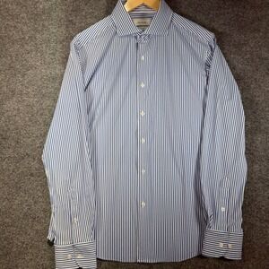 Porter & Ash Kinetic Stretch Shirt Mens Large Blue White Striped Performance